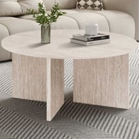 Salontafel Drasir - Ø90x42cm - beige travertin