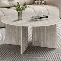 Salontafel Drasir - Ø90x42cm - grijs travertin