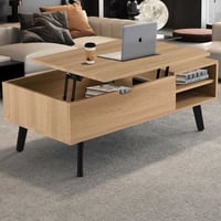 Salontafel Justine - 120x60x45cm - verstelbaar - met opbergruimte - eikdecor