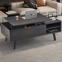 Salontafel Justine - 120x60x45cm - verstelbaar - met opbergruimte - donkerbruin