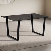 Eettafel Boaz - 150x90x75cm - glas en metaal - zwart