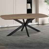 Aziz 200 cm Deense Ovaal Tafel met mangodecor | Metalen poten, MDF blad, ABS rand | H76 x B200 x D100 cm - 25mm