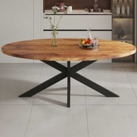 Mango Houten ovalen tafel Alexa - metalen frame - 200 cm