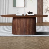 Ovale lichtbruine tafel Miguel - 200 cm | Massief mangohout | H76 x B200 x D100 cm