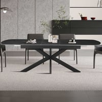 Verlengbare eettafel Hestia - 180/220x90x76cm - gesinterde steen - zwart marmer