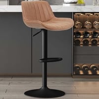 Cognac PU Barkruk Fenna | Metalen Poten 84-105 x 48 x 49,5cm