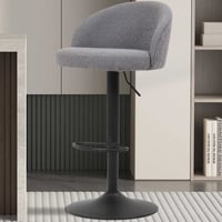 Arda Bouclé Lichtgrijze Barkruk | Metalen Poten, Bekleding Bouclé