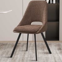 Filou' Bouclé Zand Stoel | Bruine PU Bekleding - 85x48x56cm