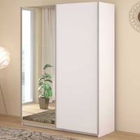 Kledingkast Swings - 148x59x203cm - met spiegel - 2 deuren - wit