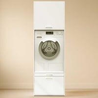Wasmachinekast Linea - 66x67x200cm - 1 deur & 1 lade - wit
