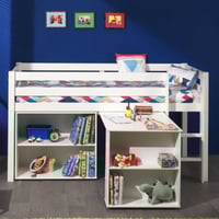 Halfhoogslaper Charlotte met bureau en bibliotheek - wit