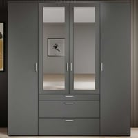 Kledingkast Vasili - 180x56x195cm - 4 deuren & 3 lades - grafiet