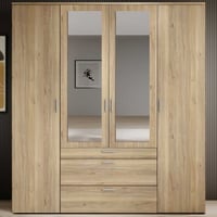 Kledingkast Vasili - 180x56x195cm - 4 deuren & 3 lades - eikdecor