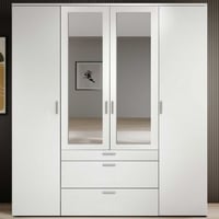 Kledingkast Vasili - 180x56x195cm - 4 deuren & 3 lades - wit