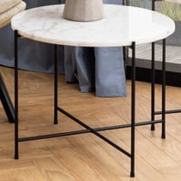 Bijzettafel Avila - Ø52x40cm - wit marmer