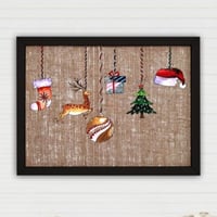 Christmas - 2022 Decoratief ingelijst canvas schilderij | 100% SUÈDE CANVAS | 36 x 46 cm