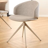Draaibare Monza Beige Eetkamerstoel met Grijs Onderstel