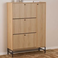 Schoenenkast Albany - 99x35x140cm - 4 deuren - eikdecor