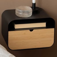 Nachtkastje Jolie - 35x25x23cm - zwart staal/bamboe