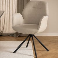 Eetkamerstoel Aubin met armleuning - beige/zwart