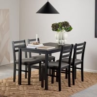 Eettafelset Alicante - 110x70x74,5cm - met vier stoelen - zwart