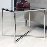 Bijzettafel Caitlynn 50x50cm - doorzichtig tafelblad