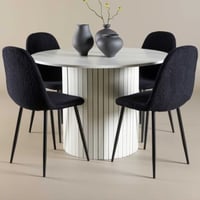 Ronde eettafelset Härön met Polar stoelen - MDF/Polyester - 110cm - Wit/Zwart