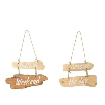 Plakkaat hello weekend+seas the day drijfhout naturel assortiment van 2