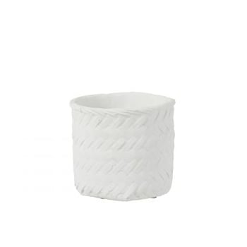 Bloempot immitatie gewoven cement wit large