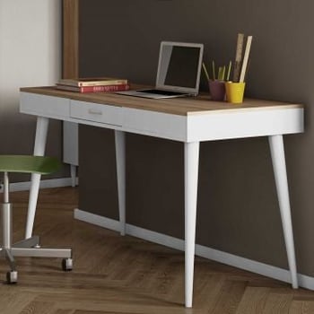 Bureau Horizon 134cm - eik/wit