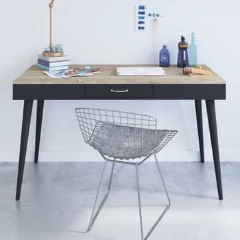 Bureau Horizon 134cm - eik/zwart