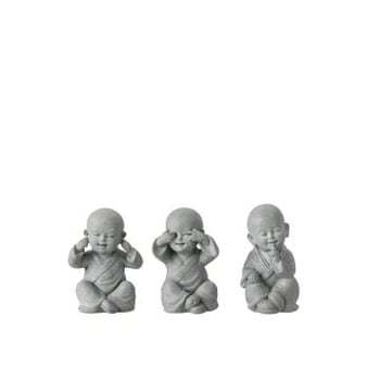 Monnik horen/zien/zwijgen poly grijs small assortiment van 3