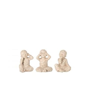 Monnik horen/zien/zwijgen poly beige/zalm small assortiment van 3