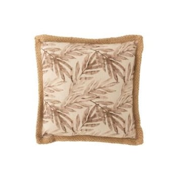 Kussen blad polyester beige/paars