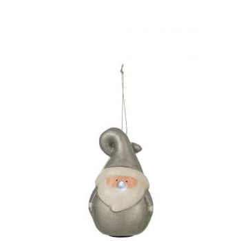 Hanger kerstman fonkelende neus poly zilver small