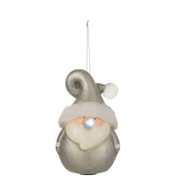 Hanger kerstman fonkelende neus poly zilver large