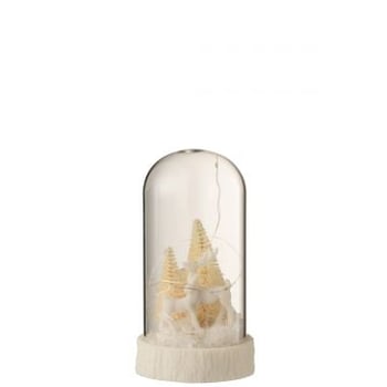 Stolp hoog led herten glas/resin wit small