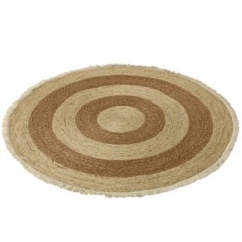 Tapijt kwastjesband mais schil/katoen beige/bruin wit