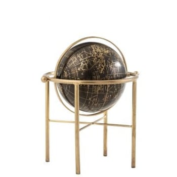 Wereldbol vintage ijzer/plastiek goud/zwart large