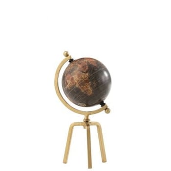Wereldbol tripod ijzer/plastiek goud/zwart small