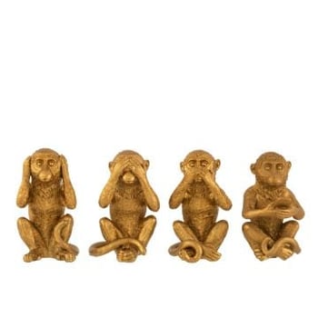 Aap horen/zien/zwijgen/gsm poly goud assortiment van 4