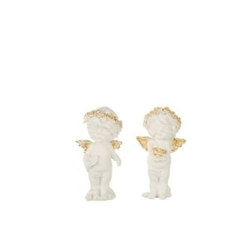 Engel staand poly wit/goud small assortiment van 2