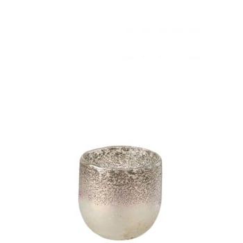 Windlicht milano glas grijs/roze small