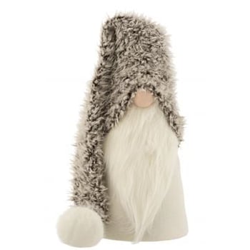 Kerstman winter poly/textiel grijs large