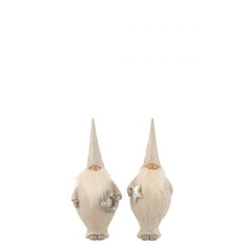 Kerstman staand poly beige small assortiment van 2