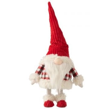 Kerstman staand wiebel pluche rood/wit