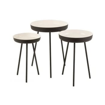 Set van 3 bijzettafels metaal zwart/wit