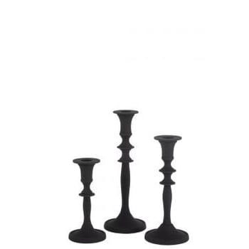 Set van drie kaarshouder klassiek aluminium zwart
