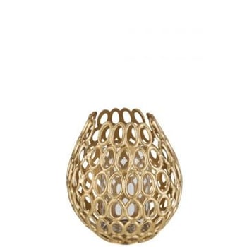 Theelichthouder eva ringen aluminium goud small