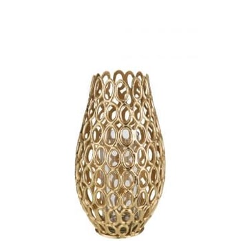 Theelichthouder eva ringen aluminium goud large